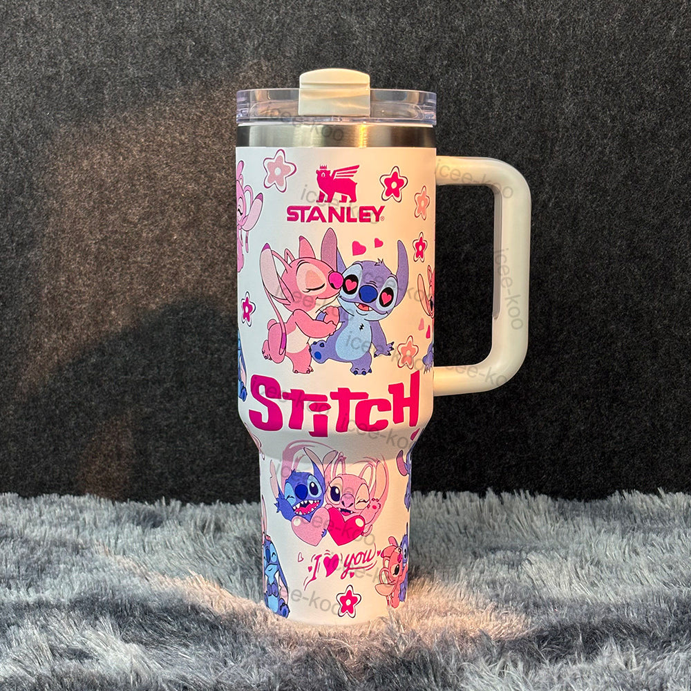 40oz More Love For Stitch And Angel Stainless Steel Vacuum Insulated Tumbler 🚢Free Shipping🚢