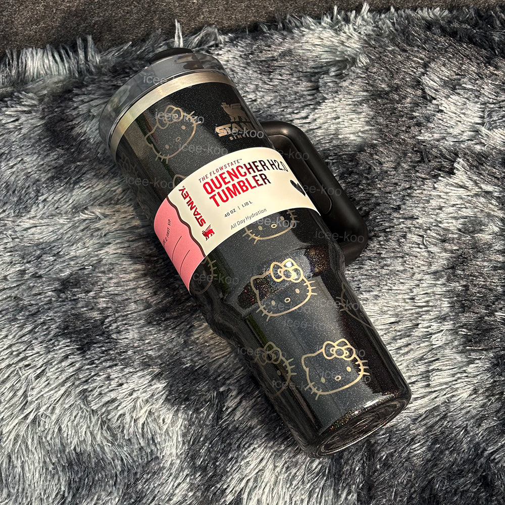 40oz Laser Printed Black Kitty Tumbler 🚢Free Shipping🚢