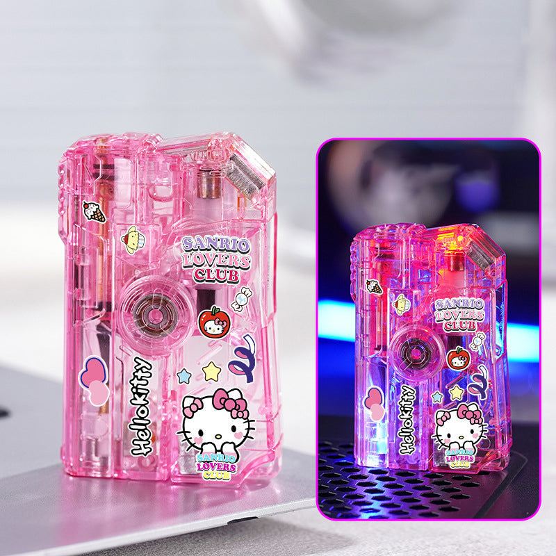 Glowing Transparent Gyro Finger Lighter Folding Spinning Decompression