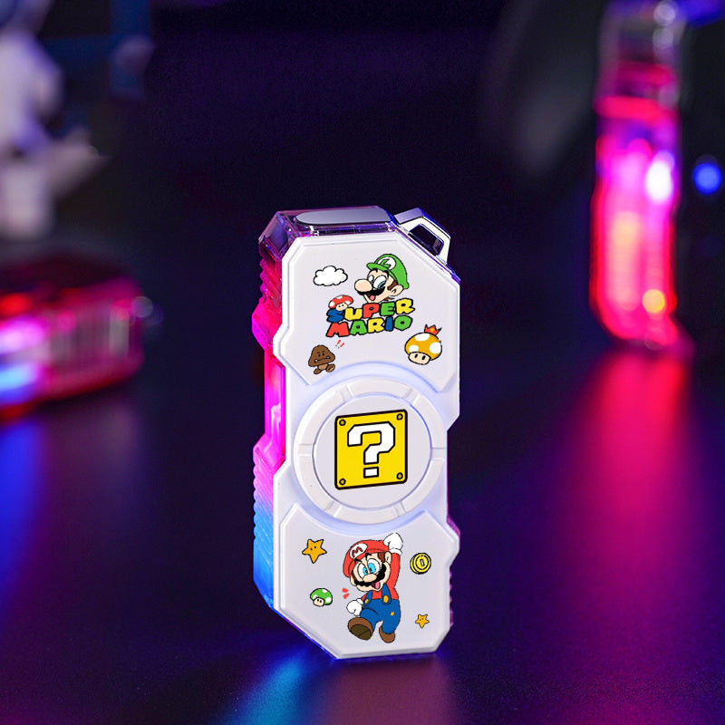 Cartoon color luminous rotating pink windproof flame lighter