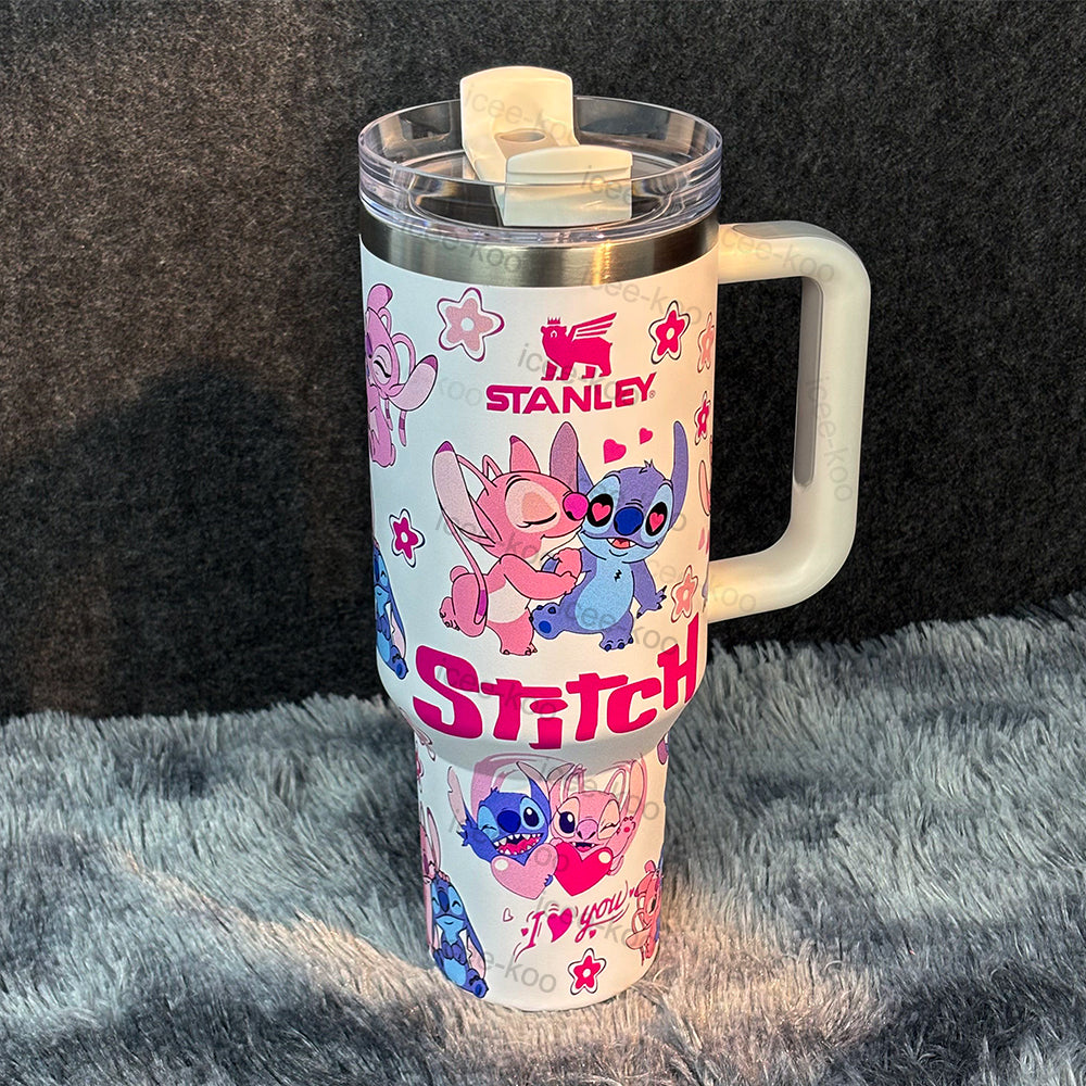 40oz More Love For Stitch And Angel Stainless Steel Vacuum Insulated Tumbler 🚢Free Shipping🚢