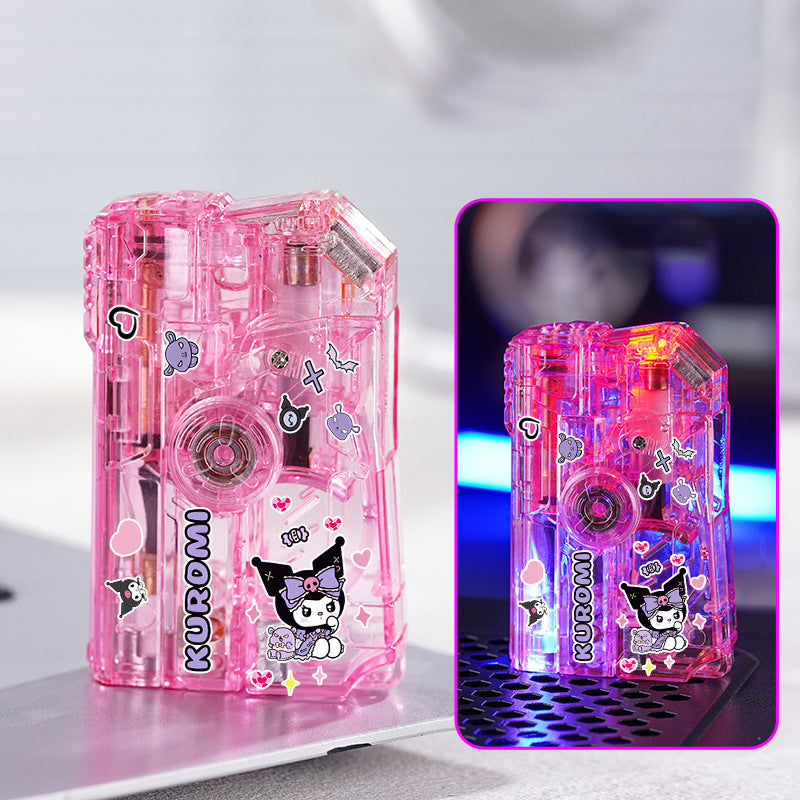 Glowing Transparent Gyro Finger Lighter Folding Spinning Decompression