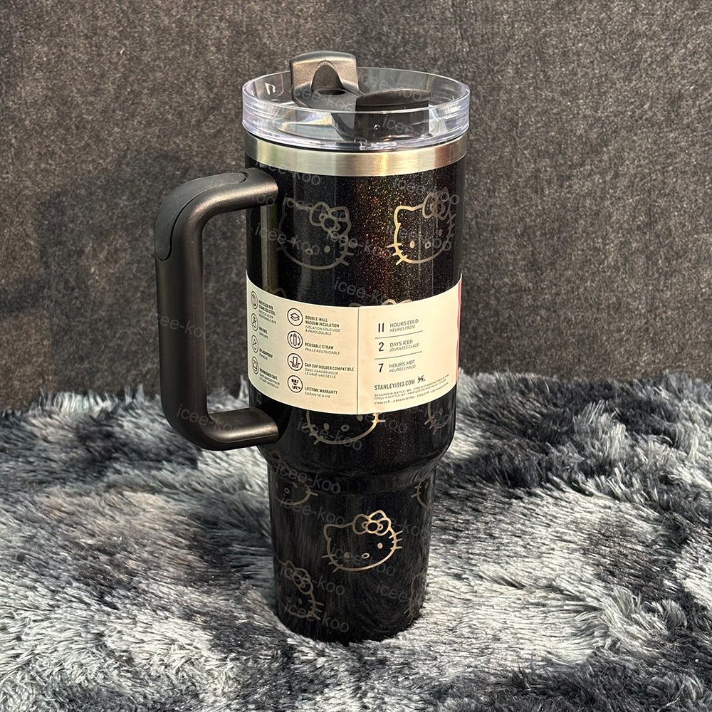 40oz Laser Printed Black Kitty Tumbler 🚢Free Shipping🚢