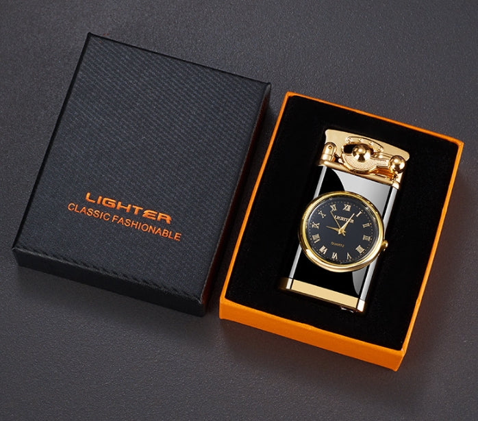 Rocker transparent clock double flame lighter