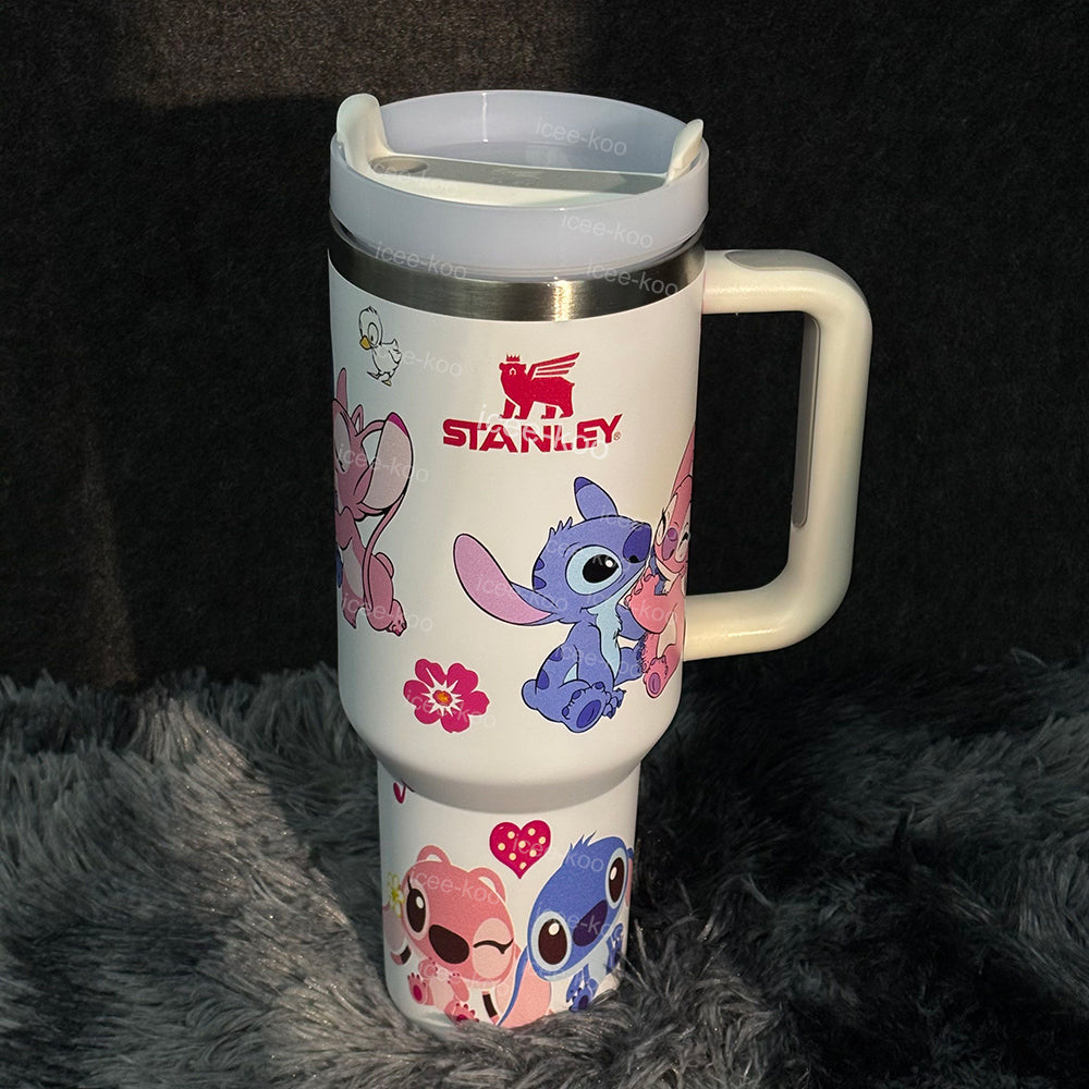 40oz  Stitch & Angel in love Stainless Steel Vacuum Insulated Tumbler 🚢Free Shipping🚢