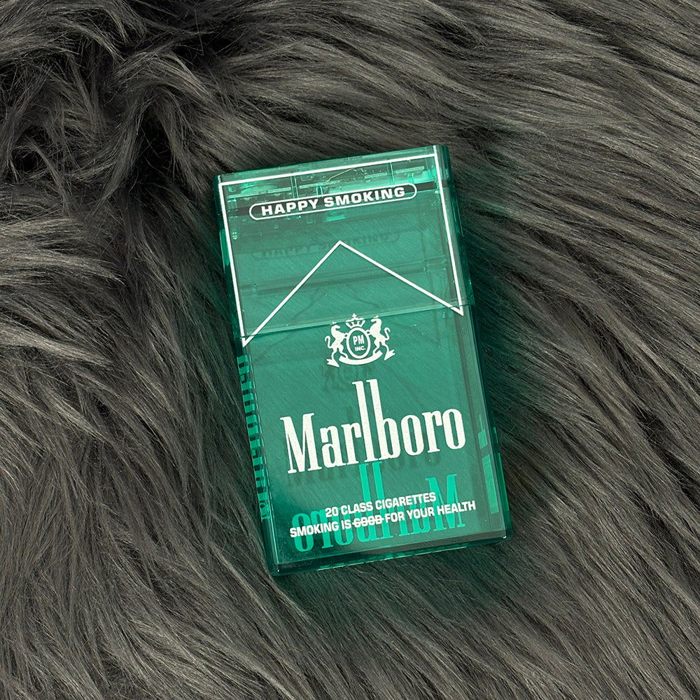 Marlboro case can hold 20 regular size, rechargeable with flash light