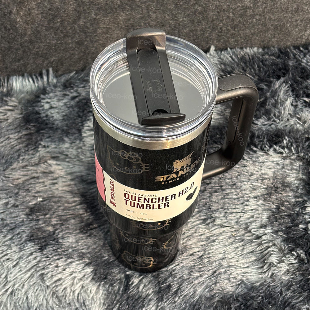 40oz Laser Printed Black Kitty Tumbler 🚢Free Shipping🚢