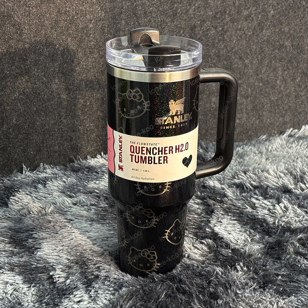 40oz Laser Printed Black Kitty Tumbler 🚢Free Shipping🚢