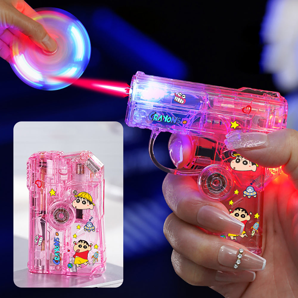 Glowing Transparent Gyro Finger Lighter Folding Spinning Decompression