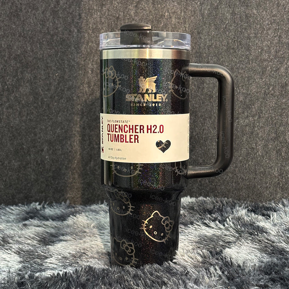 40oz Laser Printed Black Kitty Tumbler 🚢Free Shipping🚢