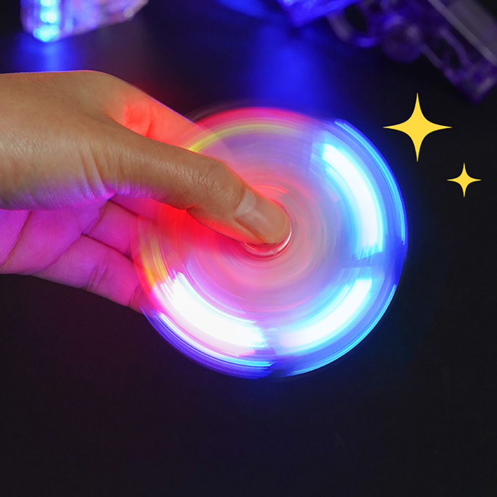 Glowing Transparent Gyro Finger Lighter Folding Spinning Decompression