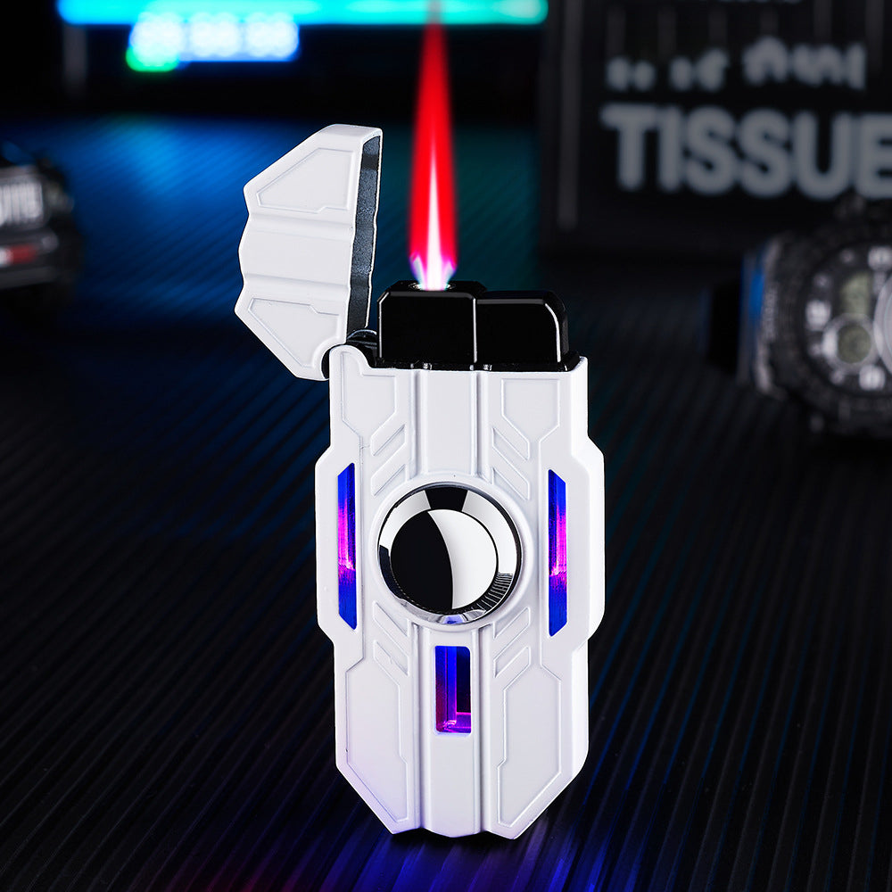 Mecha rotatable light-up windproof red flame fingertip decompression gyro lighter