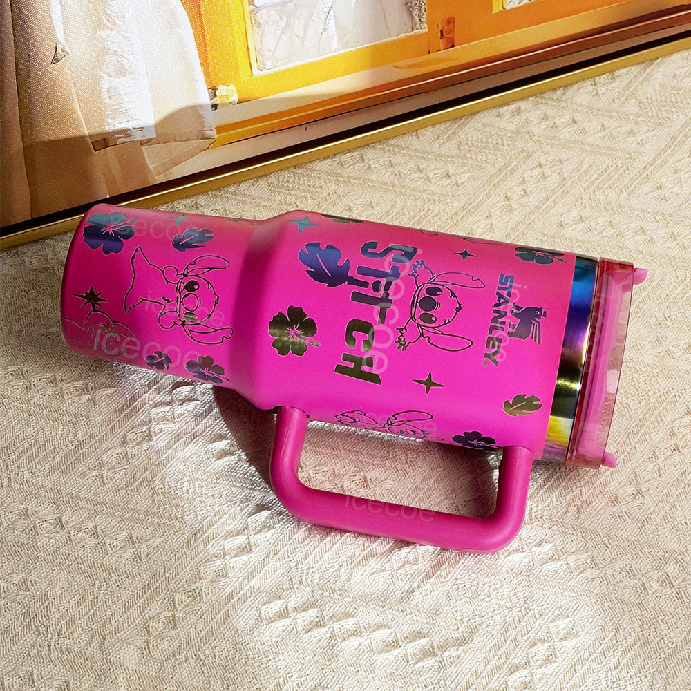 40oz Rose Red Stitch Stainless Steel Vacuum Insulated Tumbler 🚢Free Shipping🚢