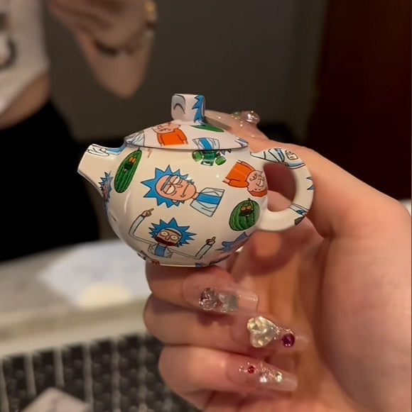 Teapot Lighter Ceramic Refillable Lighter with Pink Flame