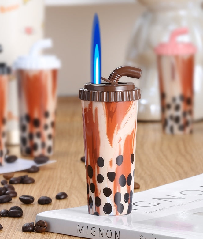 Milk Tea Cup Jitterbug Popular Blue Flame Direct Lighter