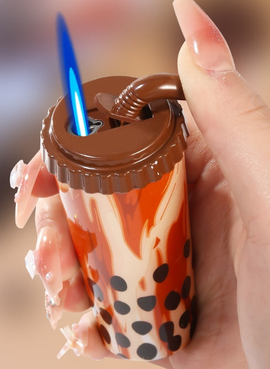 Milk Tea Cup Jitterbug Popular Blue Flame Direct Lighter