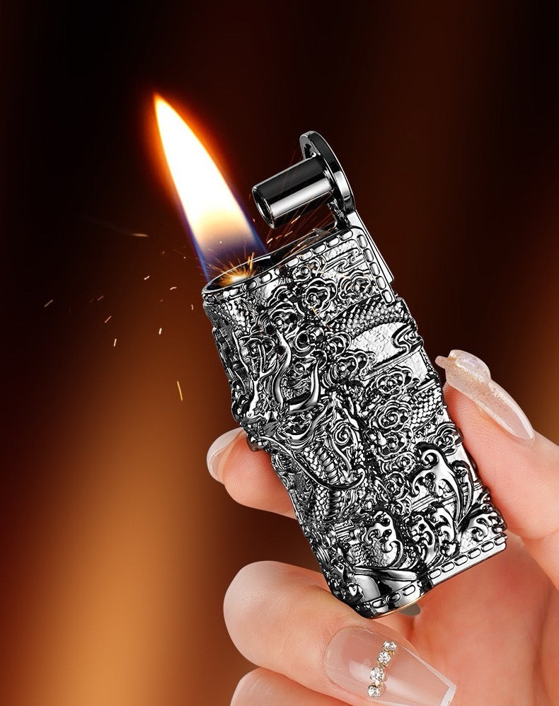 New armor four-sided three-dimensional relief auspicious dragon lighter