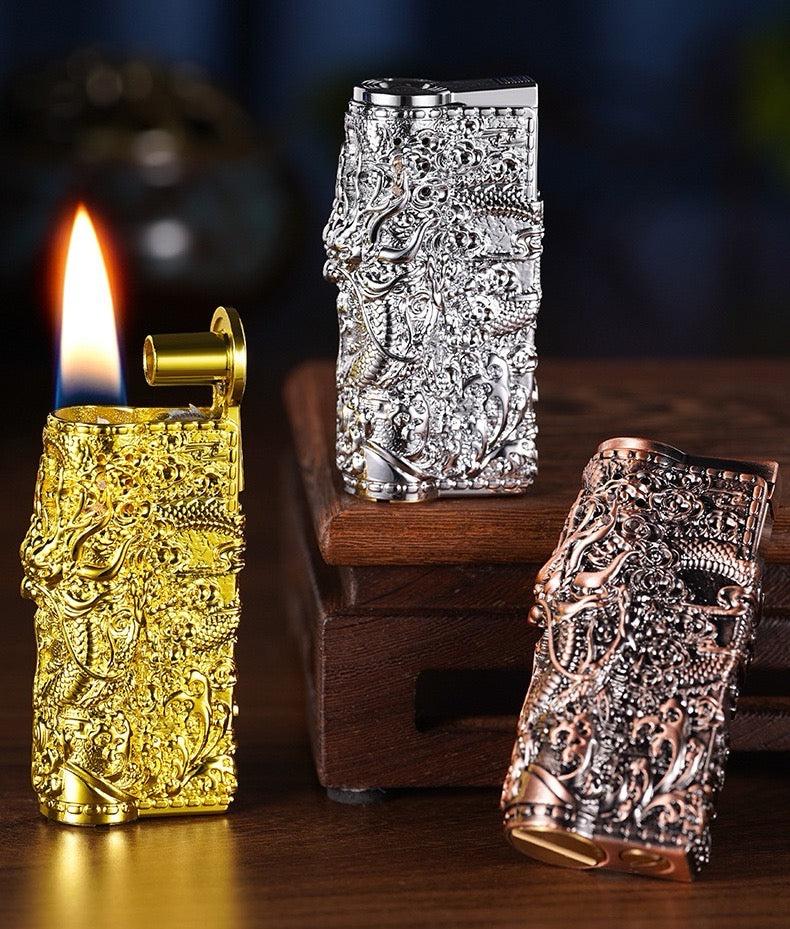 New armor four-sided three-dimensional relief auspicious dragon lighter