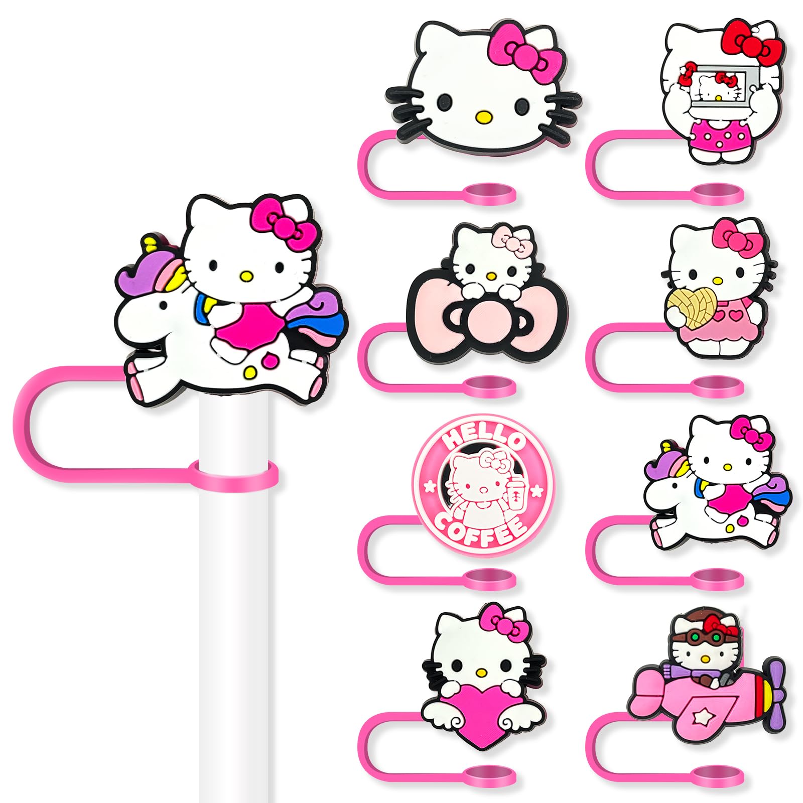 8Pcs Cartoon Straw Covers Cap