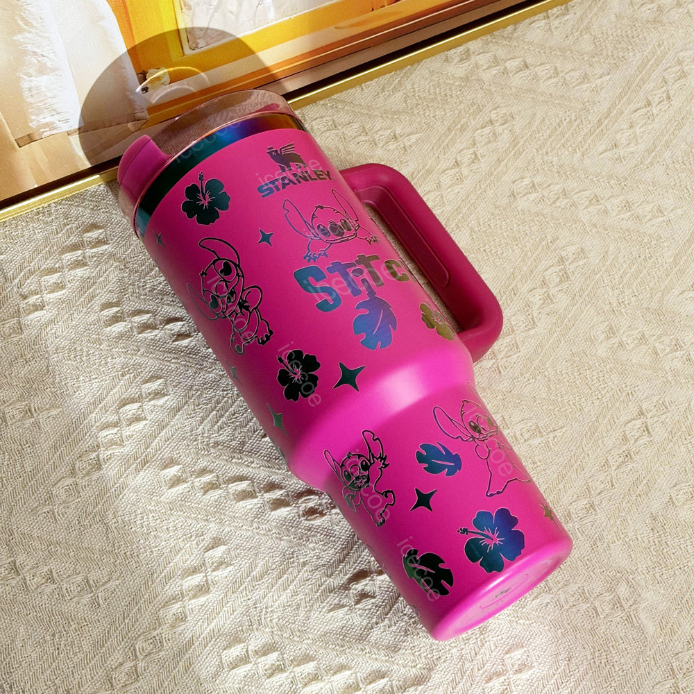40oz Rose Red Stitch Stainless Steel Vacuum Insulated Tumbler 🚢Free Shipping🚢