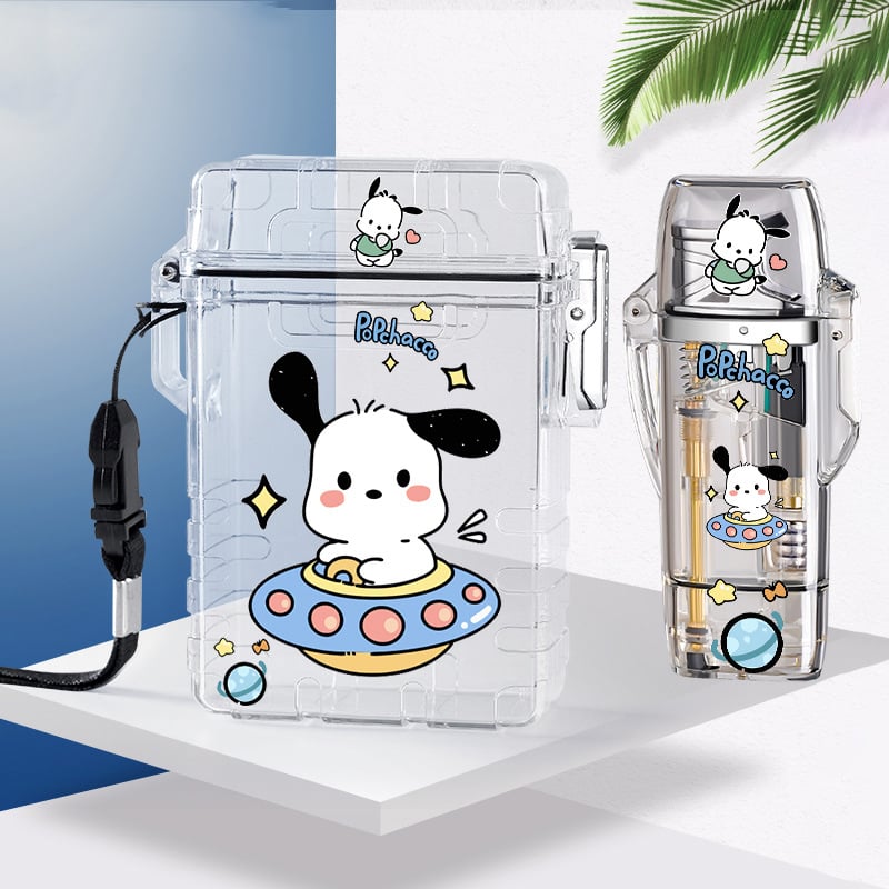 Cute cartoon lighter / case and flash lighter windproof colorful flame lighter