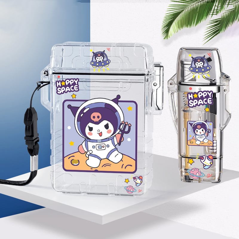 Cute cartoon lighter / case and flash lighter windproof colorful flame lighter