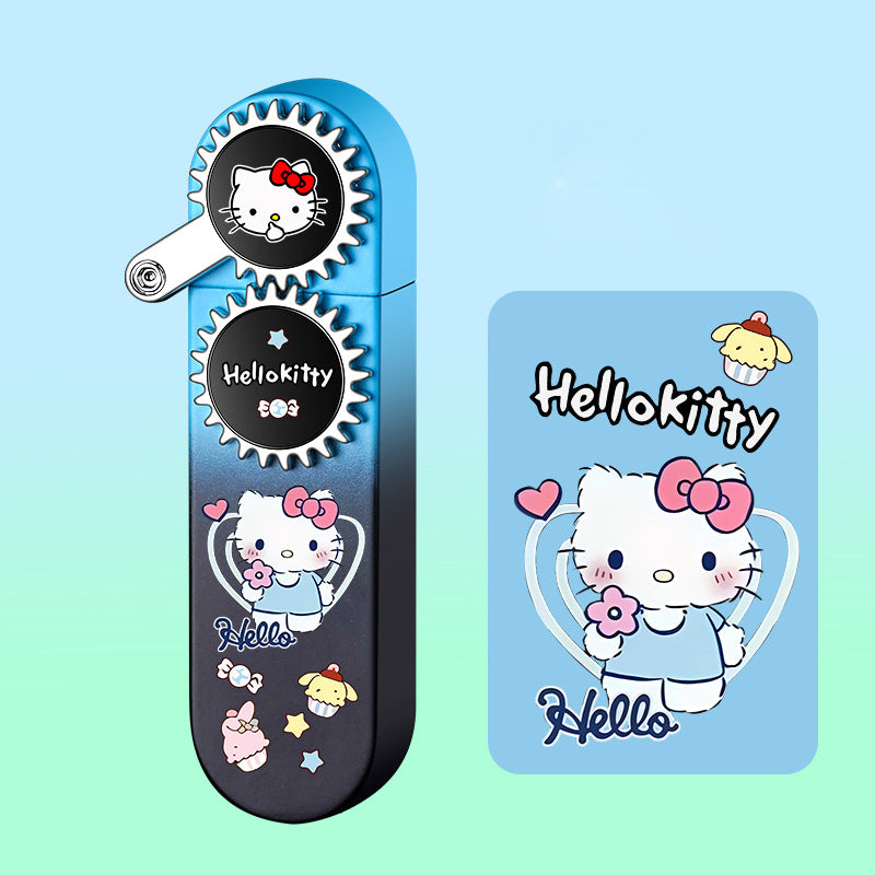 Sanrio cute cartoon lighter, refillable windproof lighter with pink flame