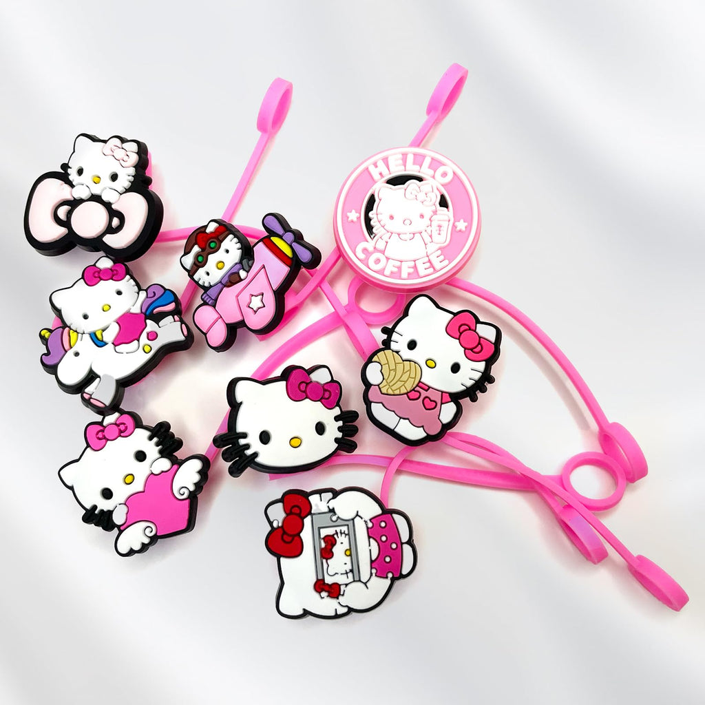 8Pcs Cartoon Straw Covers Cap