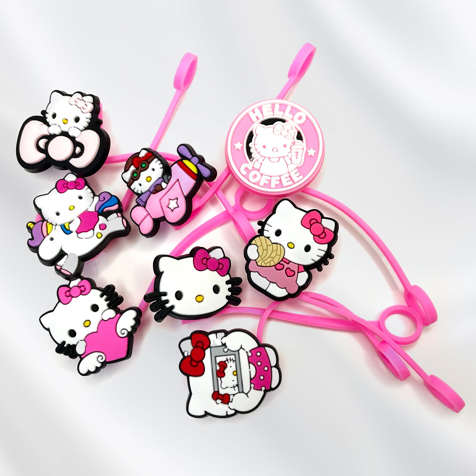 8Pcs Cartoon Straw Covers Cap