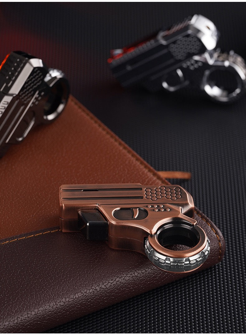 Mini pistol windproof lighter inflatable pink flame gift for boyfriend