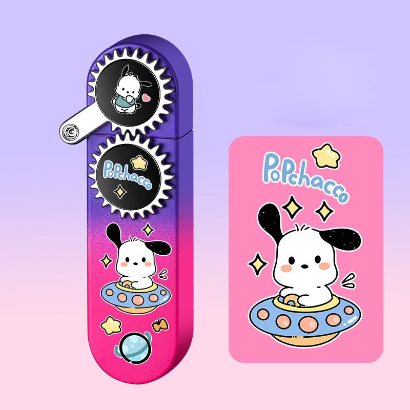 Sanrio cute cartoon lighter, refillable windproof lighter with pink flame