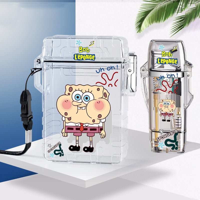 Cute cartoon lighter / case and flash lighter windproof colorful flame lighter